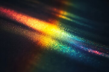 Poster - Vibrant prism light reflections create mesmerizing effects with glowing colors and blurred geometric shapes against a dark background, enhancing their beauty and captivating allure