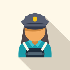 Poster - Faceless female police officer wearing uniform and hat with long shadow design