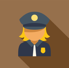 Canvas Print - Flat design icon of a blond female police officer with long shadow