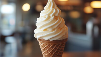 white ice cream on brown cone