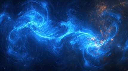 Wall Mural - Dark background with vivid blue fiery swirls, abstract design, intense and dramatic, copy space available.