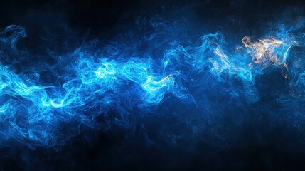 Wall Mural - Dark background with vivid blue fiery swirls, abstract design, intense and dramatic, copy space available.