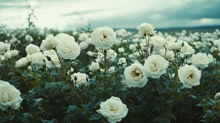 Fototapete - white rose field