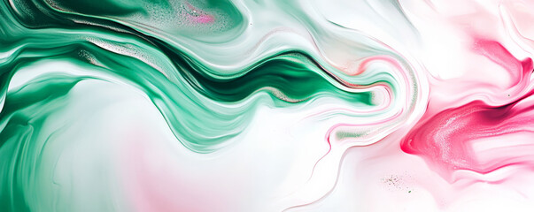 Wall Mural - A vivid abstract background featuring flowing, bright colors in shades of green, pink, and white. The design has a smooth, dynamic feel with a sense of motion.