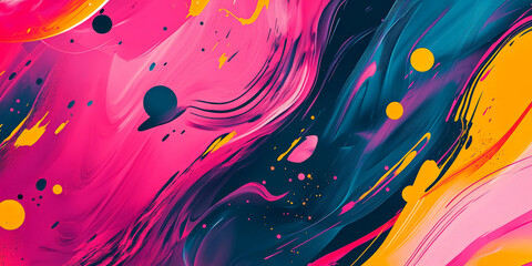 Wall Mural - A high-energy magenta tones background with vibrant hues and dynamic abstract patterns. The design features bold color contrasts and fluid shapes for a modern, lively look.