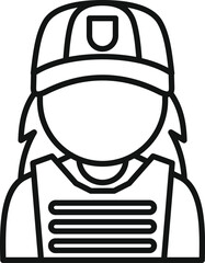 Canvas Print - Line art icon of a policewoman wearing a bulletproof vest and a cap