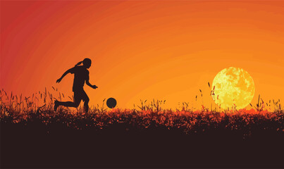 A silhouette vector of a person playing soccer.