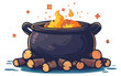 © Іван Ніколов - Cauldron with firewood underneath. Vector flat isolated.