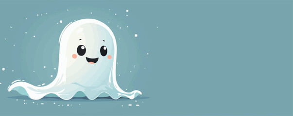 Wall Mural - Ghost with a friendly smile. Vector flat isolated.