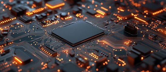 Aufkleber - Close up of an electronic circuit board featuring a processor