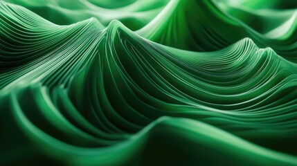 Fototapete - Abstract green background with dynamic lines featuring 3D illustration and rendering techniques