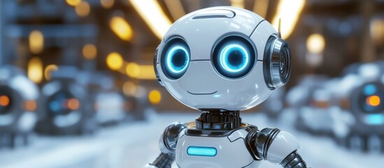 Poster - Isolated robot and factory symbol Set of robot and space graphics for online use