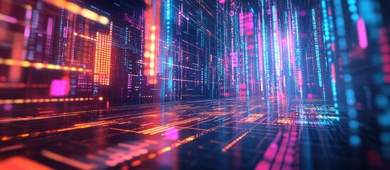 Poster - Futuristic abstract background featuring cyber technology with a digital theme and bar elements