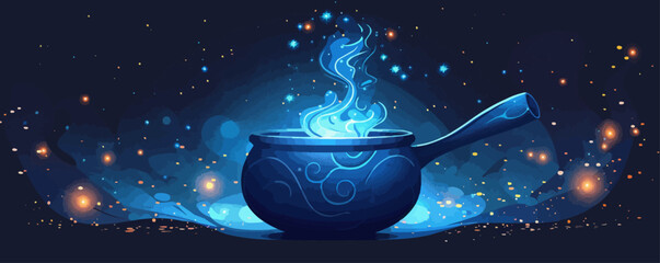 cauldron with a bubbling potion on a white background. vector flat isolated.