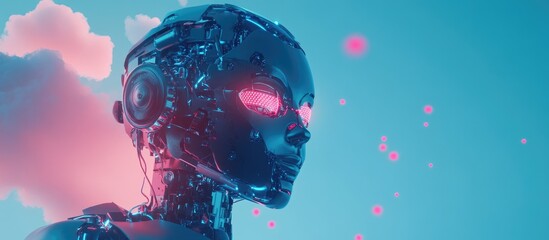 Poster - 3D visualization of a robot representing cloud computing concepts