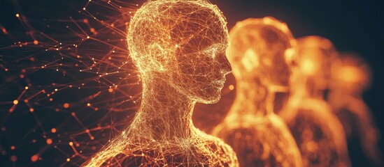 Aufkleber - Lines intertwined with figures representing the essence of artificial intelligence