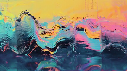 Naklejka na meble Colorful abstract artwork featuring wavy patterns and a gradient of pastel hues captured during an artistic session