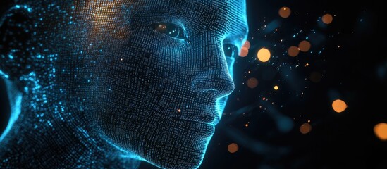 Aufkleber - Abstract digital human face representing artificial intelligence and its connection to big data and cybersecurity 3D illustration