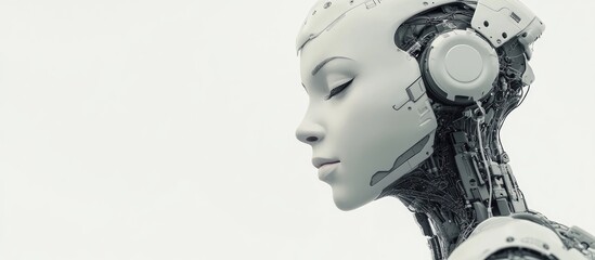 Poster - 3D rendering of a female humanoid robot on a white backdrop