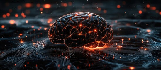 Aufkleber - Abstract concept of artificial intelligence with a technological web backdrop showcasing a virtual theme