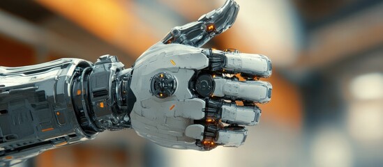 Poster - 3D render of a robotic hand making a thumbs up gesture