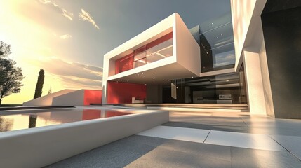 Poster - Contemporary architectural design rendered in 3D illustration