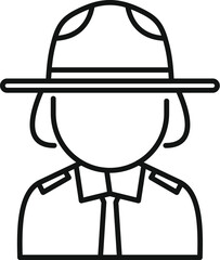 Sticker - Simple line icon of a park ranger wearing her uniform hat