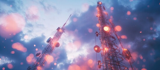 Poster - 4G and 5G telecommunication tower base station and wireless communication antenna transmitter