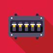 © anatolir - Electrical panel with fuses distributing electricity, flat design icon with long shadow on red background