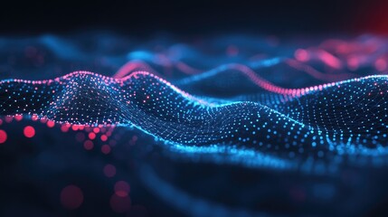 Fototapete - Abstract lines and dots form a connected background representing technological connections and the concept of digital and big data