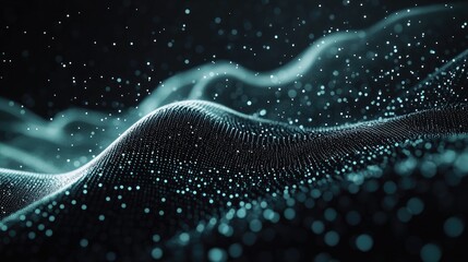 Poster - 3D rendering of abstract digital particles against a black backdrop with dots High definition CGI motion backgrounds perfect for editing LED displays or broadcasting