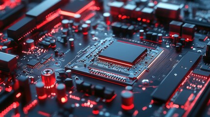 Poster - conceptual illustration pc hardware motherboard technological background