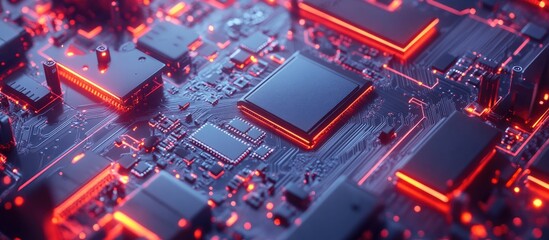 Poster - 3D rendered illustration of an innovative IoT chip design