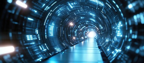Aufkleber - Blue digital data tunnel representing high speed wireless internet connectivity