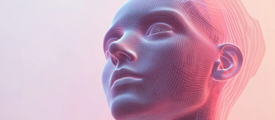 Poster - 3D representation of a human head featuring geometric design elements Ideal for applications in avatars science and technology