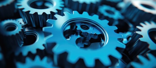 Poster - 3D illustration of blue cogs representing Robotic Process Automation RPA concept