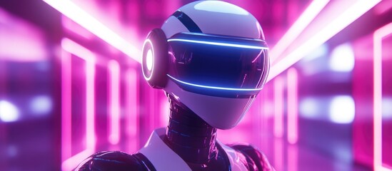 Aufkleber - Interaction with AI technology Individual utilizes a smart robot to execute commands and generate responses showcasing advancements in futuristic technology transformation