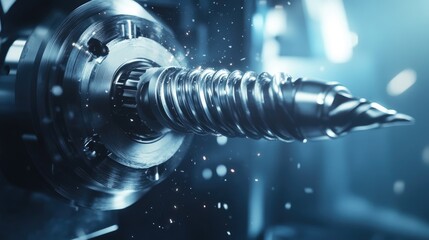 Poster - Close up of a boring process using a high speed steel drill bit on a pillar drill machine in the metalworking industry