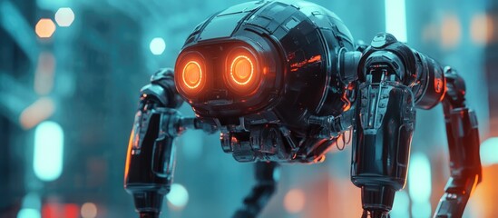 Poster - Anthropomorphic robot droid in a 3D illustration