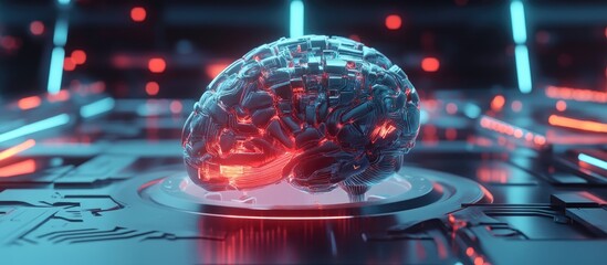 Aufkleber - Futuristic 3D illustration of a robotic brain concept in a sci fi style
