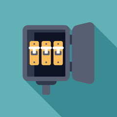 Poster - Illustration of an open electrical panel showing circuit breakers on a blue background