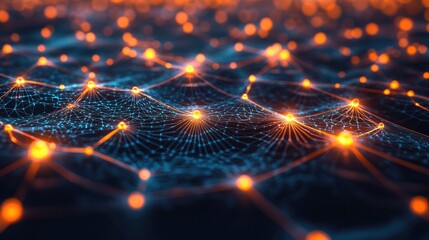 Poster - Abstract technology network featuring luminous nodes and connecting lines A contemporary and refined backdrop ideal for banners posters and social media use