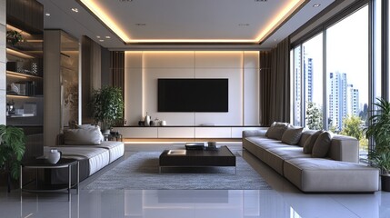 Poster - Modern room interior in high resolution 3D rendered illustration