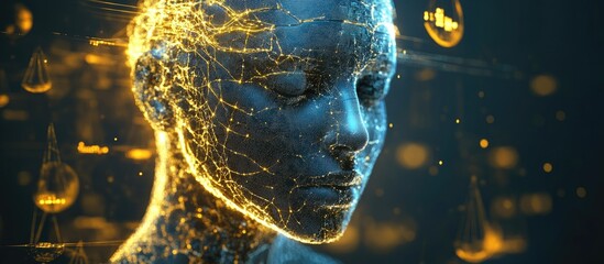 Poster - Governmental legislative efforts to regulate artificial intelligence illustrated through 3D rendering