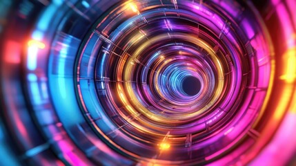Fototapete - Vibrant Colorful Circular Tunnel Background Illustration