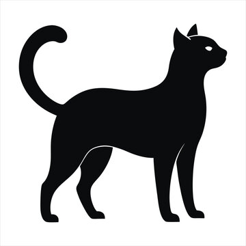 cute cat silhouette vector for white background