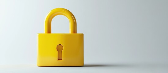 Poster - 3D illustration of a yellow padlock on a white backdrop