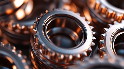 Poster - Ball bearings and pinions made of titanium and steel showcasing an engineering concept with a copper toned design