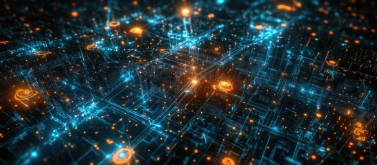 Poster - Concept of smart city and communication networks featuring 5G Internet of Things IoT and telecommunication technologies