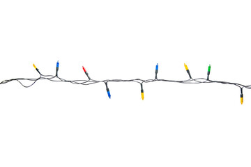 Wall Mural - string of christmas lights isolated on transparent background.